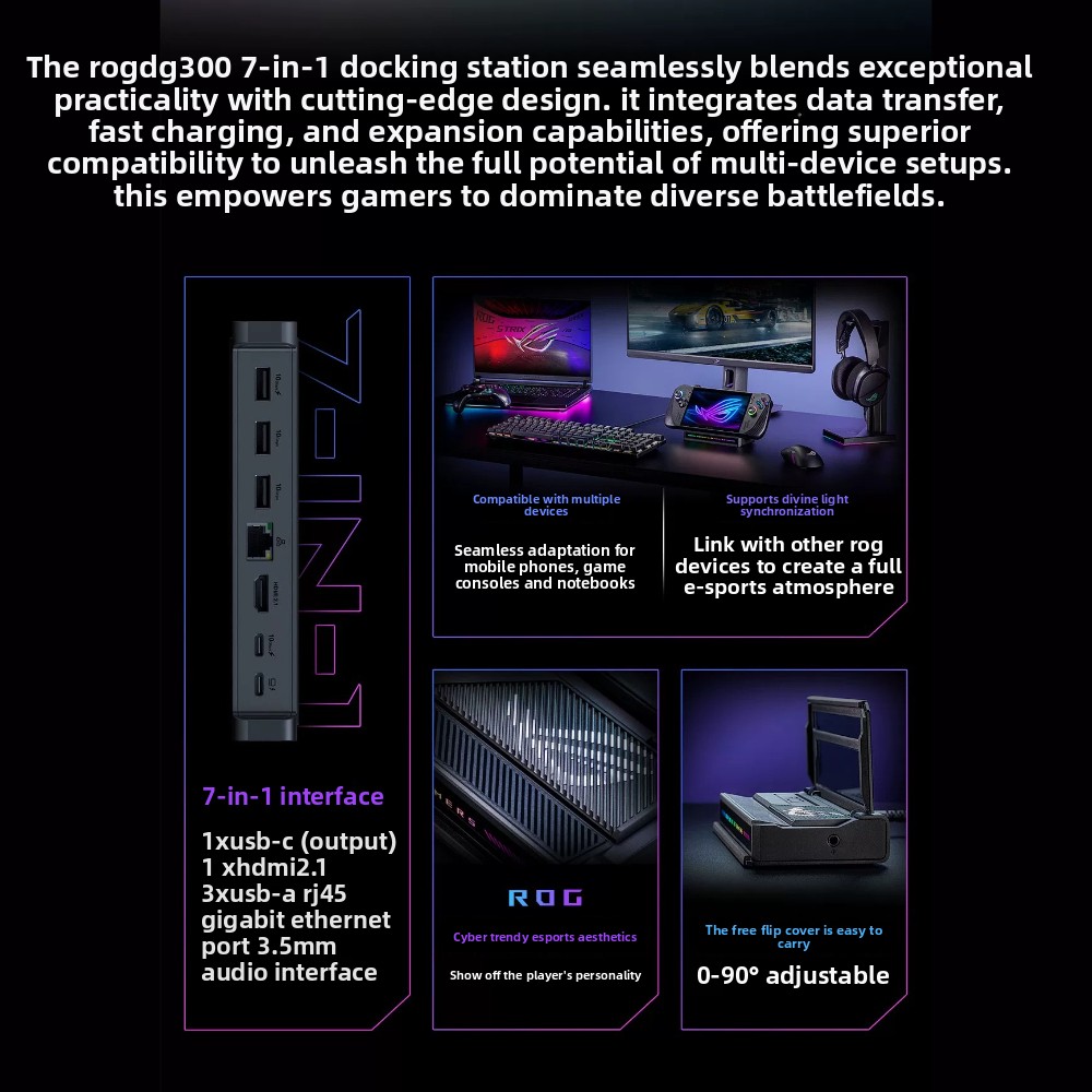 ROG DG300 7'si 1 Arada Docking - Laptop Accessories Rgb incelemesi ve fiyatı